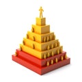 Miniature figures forming a success pyramid, isolated background, Ai Generated Royalty Free Stock Photo