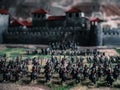 Miniature figures simulating a battle during the Middle Ages Royalty Free Stock Photo