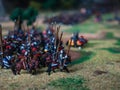 Miniature figures simulating a battle during the Middle Ages Royalty Free Stock Photo