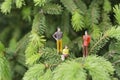 Miniature figures talking on the tree Royalty Free Stock Photo