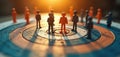 Miniature figurines stand target customer segmentation. Business marketing strategy concept with client groups around core Royalty Free Stock Photo