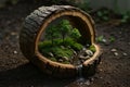 Miniature Forest inside Hollow Log Royalty Free Stock Photo