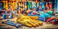 Miniature Garage Workshop A TiltShift Perspective on DIY Tools and Work Gloves Royalty Free Stock Photo
