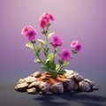 Miniature Geranium: Low Poly 3d Model With Cartoonish Elements