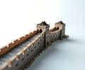 Miniature Great Wall Model Representing Chinese Heritage Isolated on White Royalty Free Stock Photo