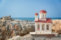 Miniature greek orthodox chapel by the sea near Chania in Crete Greece Royalty Free Stock Photo