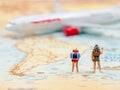 Miniature Group traveler with backpack standing Royalty Free Stock Photo