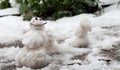 Miniature Happy Snowman in Winter Royalty Free Stock Photo