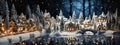 Snowy Village Scene Banner. Generative AI