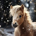 Miniature Horse Head In Snowy Monsoon Forest Royalty Free Stock Photo