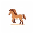 Cute Horse Running Vector Illustration In Light Orange And Brown