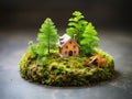 Miniature house and key on the table rendering high quality
