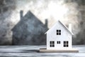 Miniature House Model with Shadow - Real Estate Concept on Gray Background Royalty Free Stock Photo