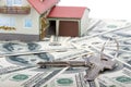 Miniature House and Money. Royalty Free Stock Photo