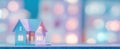 The miniature house shining with vibrant lights in a dreamy background.AI generated image Royalty Free Stock Photo