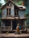 miniature of house on the table with the blurred background Royalty Free Stock Photo