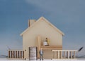 Miniature houses and miniature people.An image of how families are portrayed as typical.