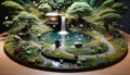 A miniature Japanese garden scene with waterfall and pond Royalty Free Stock Photo