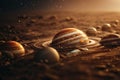 Miniature Jupiters Floating in a Coffee Cup. AI generated Royalty Free Stock Photo