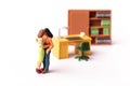 Miniature people female couple. Love at the office Royalty Free Stock Photo