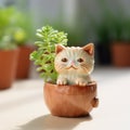 Miniature Little Cat Planter: Adorable Cartoonish Decor With Japanese Influence
