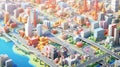 Miniature Metropolis. Colorful Stylized Cityscape Illustration