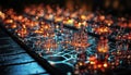 Miniature Metropolis: Orange Glass City Glows in the Dark, generative ai