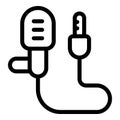 Miniature microphone icon outline vector. Lavalier collar mic