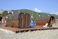 A miniature mini sauna on the sea beach