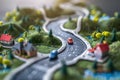 Miniature Model of a Countryside Road with Vehicles. Illustration