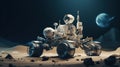 Miniature model of futuristic moon rover toy in other planet