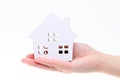 Miniature model of house on the hand Royalty Free Stock Photo