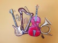 Miniature models of musical instruments