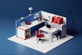 Miniature office workspace. Generate Ai