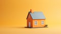 Miniature Orange House On Yellow Background - Clean And Streamlined Design