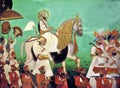 Miniature painting of Maharana Fateh Singhji riding Udaipur on a horse in a procession