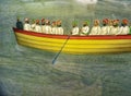Miniature painting of people on boat crossing a river Udaipur 1929 AD