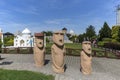 Miniature Park, small replica of Moai statue from Easter Island, Inwald, Zator, Poland