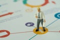 Miniature people business concept as businessman standing and pr Royalty Free Stock Photo