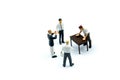 Miniature people : Business Group Meeting Discussion Strategy Working Concept. Royalty Free Stock Photo