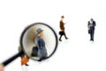 Miniature people : business look for employees for job placemen Royalty Free Stock Photo