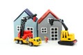 Miniature people : businessman Construction site with equipment. Royalty Free Stock Photo