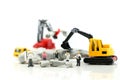 Miniature people : Businessman and Engineer deal production robots,industry Robot Business concept.