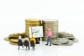 Miniature people : Businessman planning work process. Image use