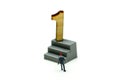 Miniature people : Businessman standing with wooden number of 1,to be the first,Business competition Concept.