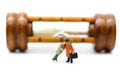 Miniature people : Businessman about to stab his friend,business concept. Royalty Free Stock Photo