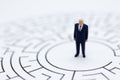 Miniature people : Businessmen in the maze. Image use for to solve problems, finding solution and think new idea concept Royalty Free Stock Photo