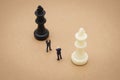 Miniature 2 people businessmen standing with back Negotiating in business. as background business concept and strategy concept Royalty Free Stock Photo