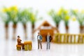 Miniature people: Businessmen work with team, using as background Choice of the best suited employee, HR, HRM, HRD, job recruiter Royalty Free Stock Photo