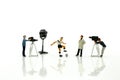 Miniature people : Cameramen, photographers and reporters interv Royalty Free Stock Photo